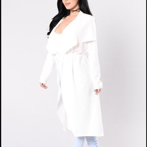 White causal duster coat